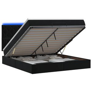 vidaXL Ottoman Bed with Mattress and LED Black Double Velvet