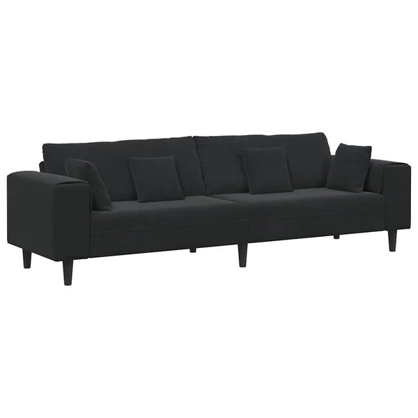 vidaXL Velvet Sofa with Cushion Black 208 cm Velvet