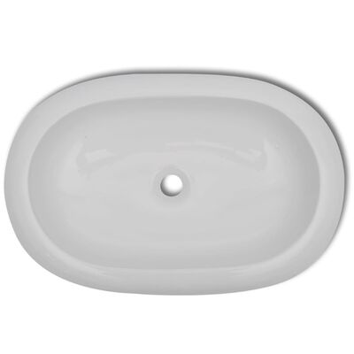vidaXL Bathroom Basin with Mixer Tap Ceramic Oval White