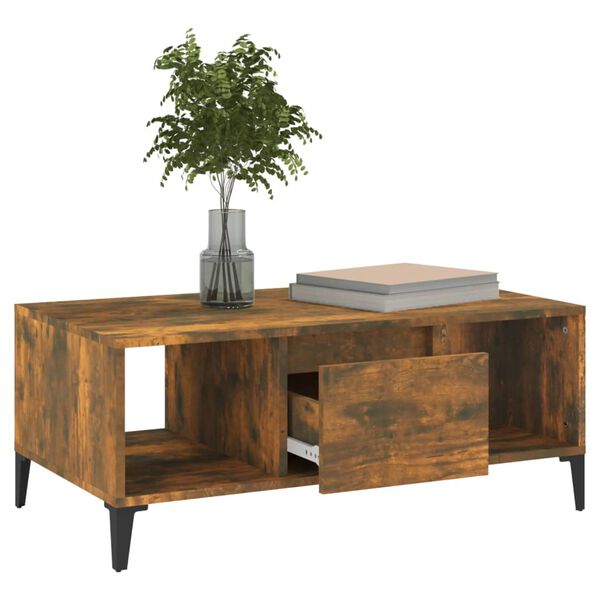 vidaXL Coffee Table Smoked Oak 90x50x36.5 cm Engineered Wood
