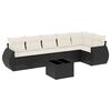 vidaXL 7 Piece Garden Sofa Set with Cushions Black Poly Rattan