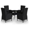 vidaXL 5 Piece Garden Bistro Set Poly Rattan Black