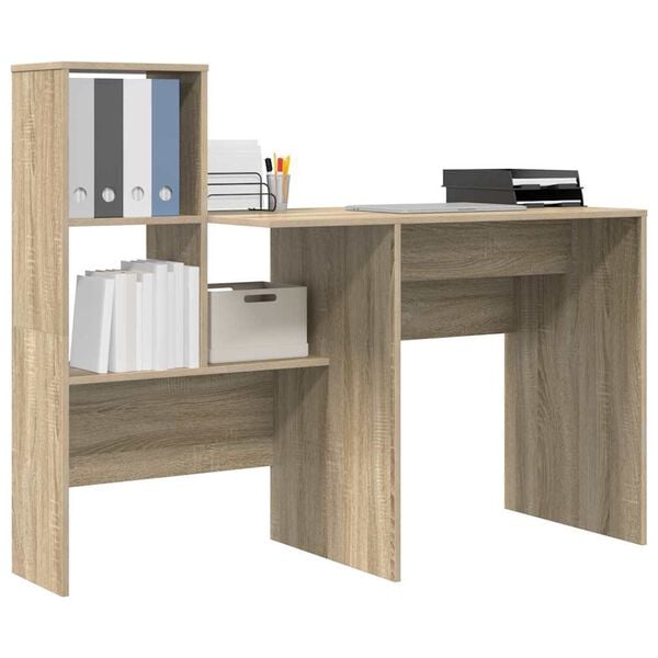 vidaXL Desk Sonoma Oak 131.5 x 50 x 106.5 cm Engineered Wood