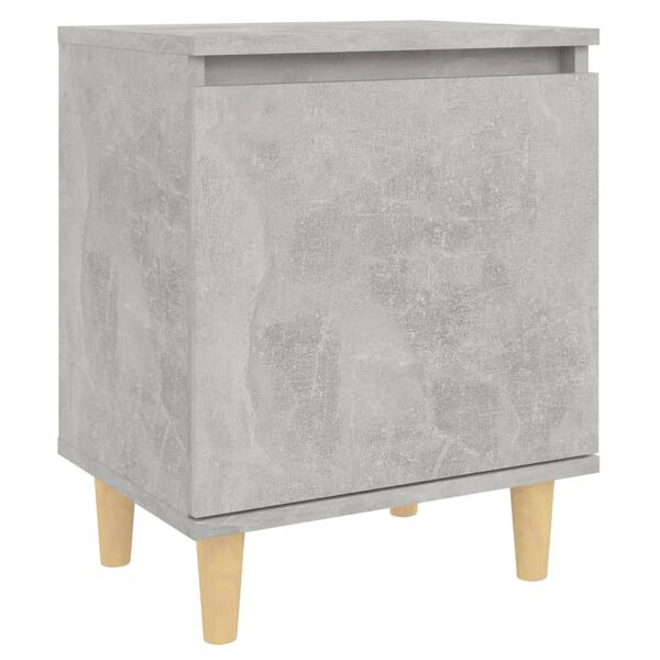 vidaXL Bed Cabinet with Solid Wood Legs Concrete Grey 40x30x50 cm