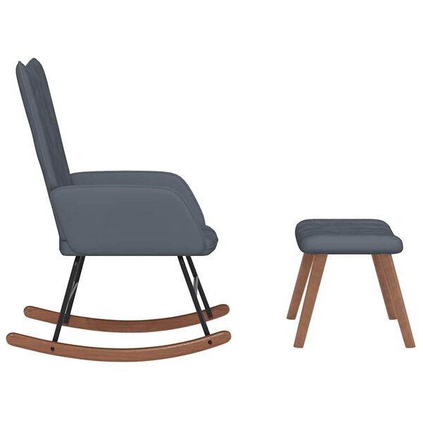 vidaXL Rocking Chair with a Stool Dark Grey Velvet