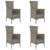 vidaXL Garden Chairs with Cushions 4 pcs Poly Rattan Grey
