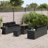 vidaXL Garden Sofa Set with Cushion 9 pcs Black Poly Rattan