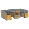 vidaXL 10 Piece Garden Sofa Set with Cushions Beige Poly Rattan Acacia