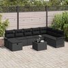 vidaXL Garden Sofa Set with Cushion 9 pcs Black Poly rattan