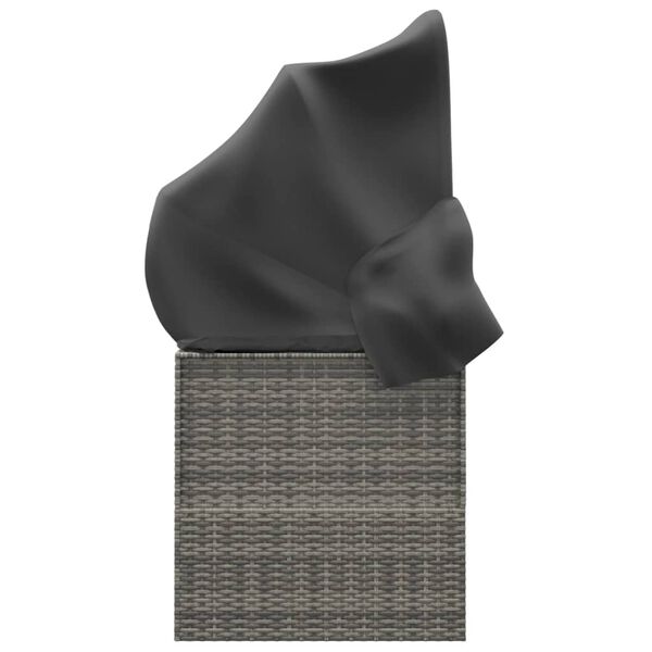 vidaXL Outdoor Lounge Bed with Roof and Cushions Grey Poly Rattan