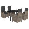vidaXL 5 Piece Garden Dining Set with Cushions Grey Poly Rattan