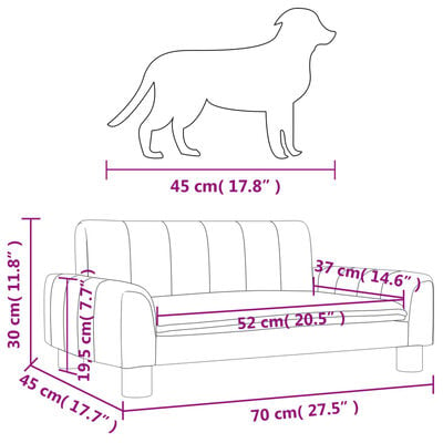 vidaXL Dog Bed Light Grey 70x45x30 cm Fabric
