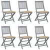 vidaXL Folding Chairs 6 pcs with Cushions Solid Acacia Wood