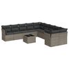 vidaXL 11 Piece Garden Sofa Set with Cushions Grey Poly Rattan