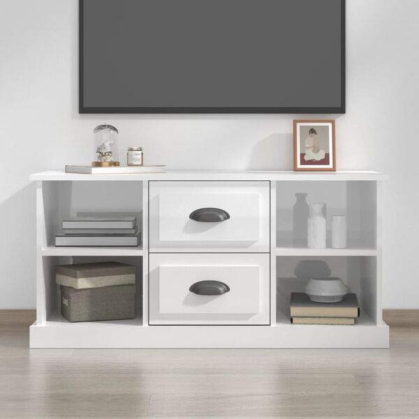 vidaXL TV Cabinet High Gloss White 99.5x35.5x48 cm Engineered Wood