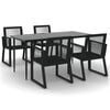 vidaXL 5 Piece Garden Dining Set Black PVC Rattan