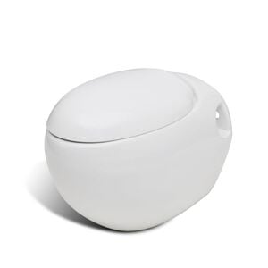 vidaXL Wall Hung Toilet White Unique Egg Design