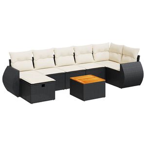 vidaXL 8 Piece Garden Sofa Set with Cushions Black Poly Rattan