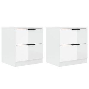 vidaXL Bedside Cabinets 2 pcs High Gloss White Engineered Wood