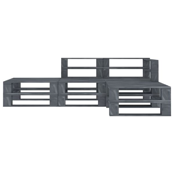 vidaXL 4 Piece Garden Pallet Lounge Set Wood Grey