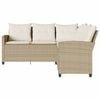 vidaXL L-shaped Couch Sofa with Cushions Beige Poly Rattan