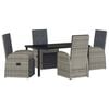 vidaXL Garden Dining Set 5 pcs Grey Poly Rattan