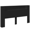 vidaXL Storage Headboard with LED Black Engineered Wood