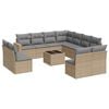 vidaXL 12 Piece Garden Sofa Set with Cushions Beige Poly Rattan