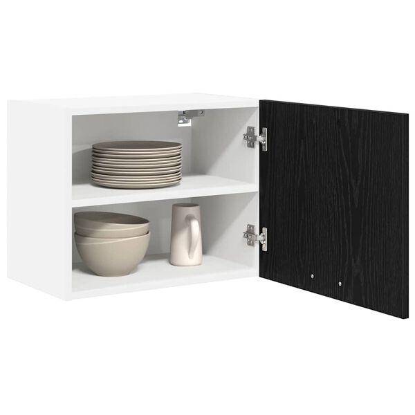 vidaXL Hanging Cabinet 2 pcs Black Oak and White 50 x 31 x 40 cm