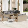 vidaXL 9 Piece Garden Sofa Set with Cushions Beige Poly Rattan