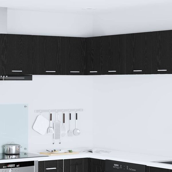 vidaXL Hanging Cabinet Black Oak and White 57 x 57 x 40 cm