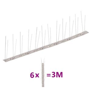 vidaXL 2-row Stainless Steel Bird & Pigeon Spikes Set of 6 3 m