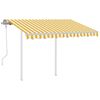 vidaXL Manual Retractable Awning with Posts 3x2.5 m Yellow and White