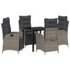 vidaXL Garden Dining Set with Cushion 5 pcs Grey Poly Rattan