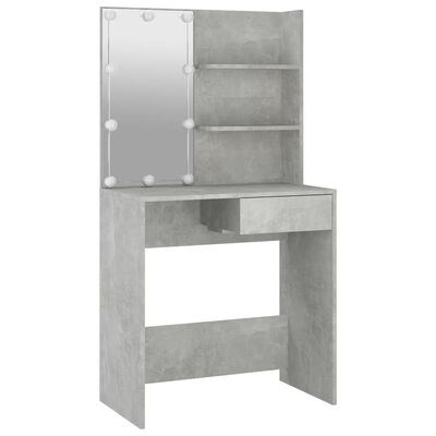 vidaXL Dressing Table with LED Concrete Grey 74.5x40x141 cm