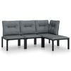 vidaXL 4 Piece Garden Lounge Set Black and Grey Poly Rattan