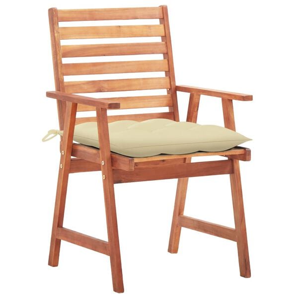 vidaXL Outdoor Dining Chairs 2 pcs with Cushions Solid Acacia Wood