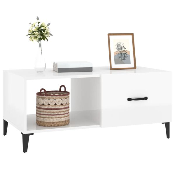 vidaXL Coffee Table High Gloss White 90x50x40 cm Engineered Wood