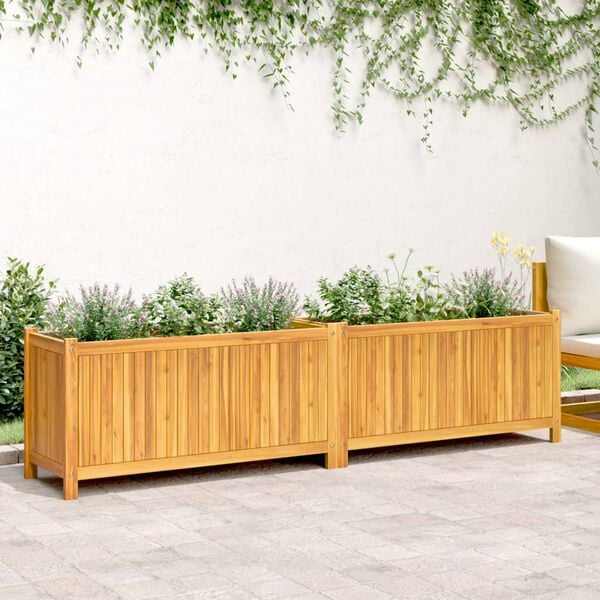 vidaXL Garden Planter with Liner 199x38.5x50 cm Solid Wood Acacia