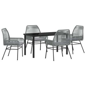 vidaXL Garden Dining Set with Cushion 5 pcs Grey Poly Rattan