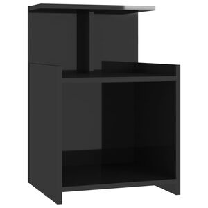 vidaXL Bed Cabinet | High gloss black | Engineered wood | Bed Cabinet