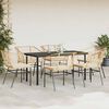vidaXL 7 Piece Garden Dining Set with Cushions Brown Poly Rattan Glass