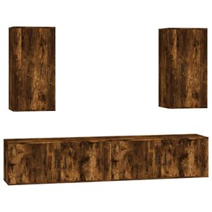 vidaXL 4 Piece TV Cabinet Set Smoked Oak Engineered Wood