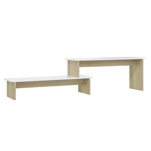 vidaXL TV Cabinet Sonoma Oak and White 180x30x43 cm Engineered Wood