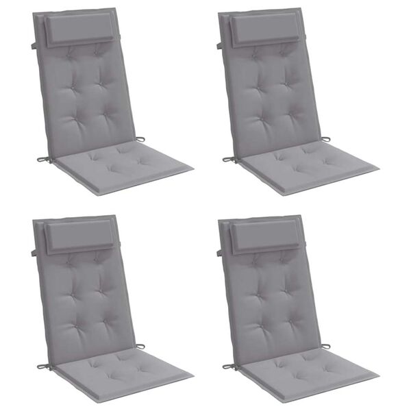 vidaXL Highback Chair Cushions 4 pcs Grey Oxford Fabric