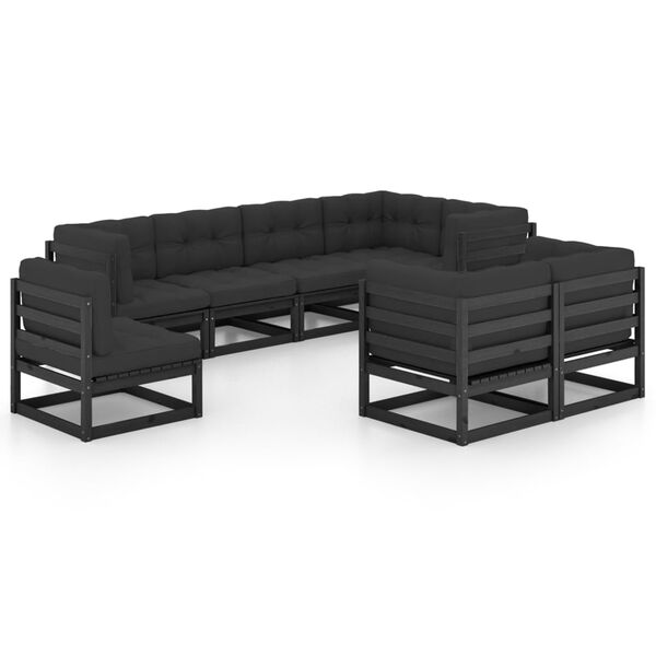 vidaXL 8 Piece Garden Lounge Set with Cushions Solid Pinewood