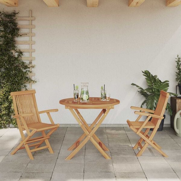 vidaXL Garden Dining Set 3 pcs Brown Solid teak wood