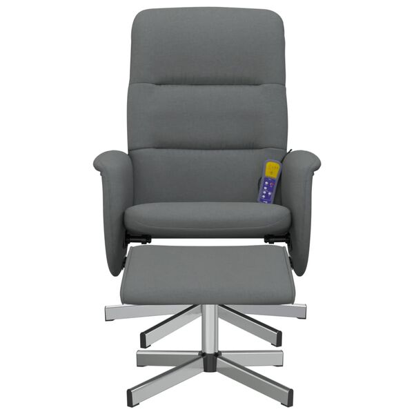 vidaXL Massage Recliner Chair with Footstool Dark Grey Fabric