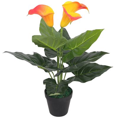 vidaXL Artificial Calla Lily Plant with Pot 45 cm Red and Yellow