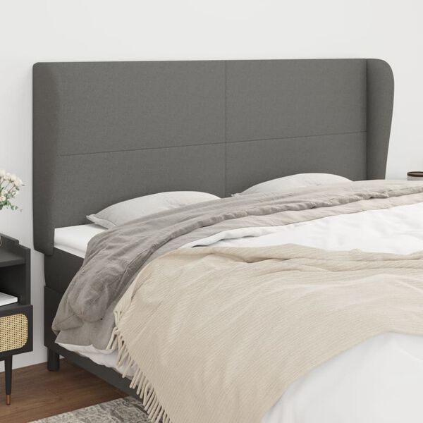 vidaXL Headboard with Ears Dark Grey 163 cm Fabric
